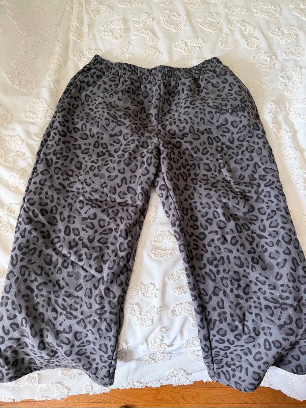 COMFRT plus size Gray Leopard Print Lounge Pants